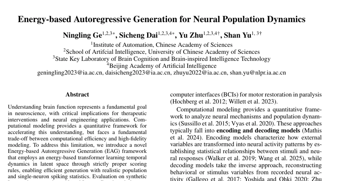 Energy-based Autoregressive Generation for Neural Population Dynamics