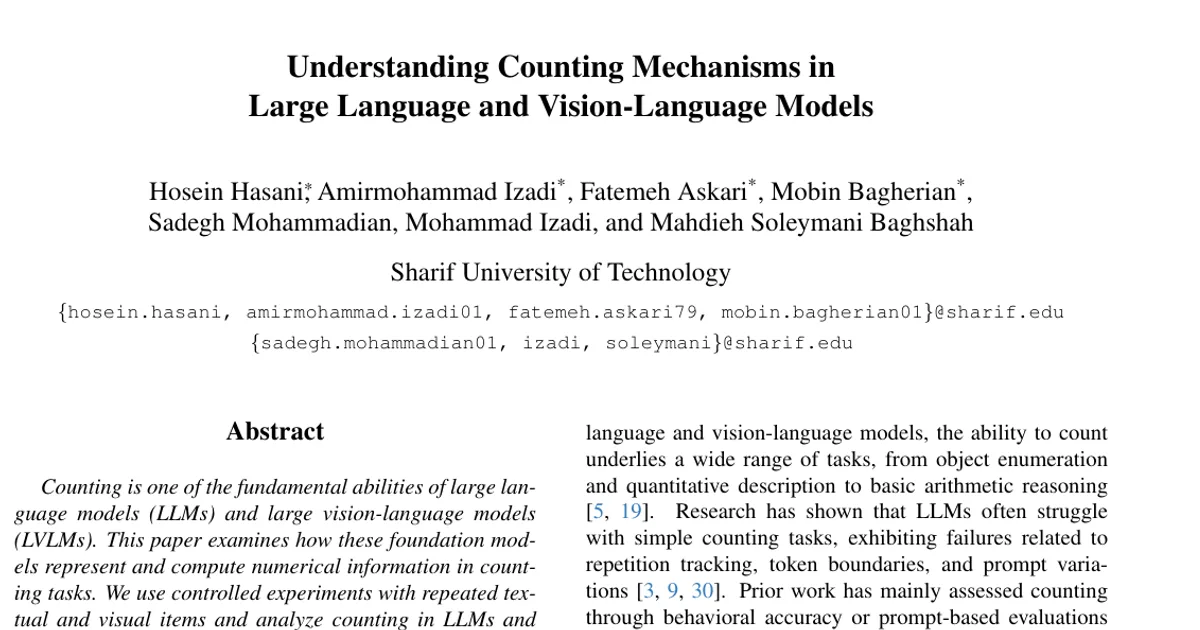Understanding Counting Mechanisms in Large Language and Vision-Language Models