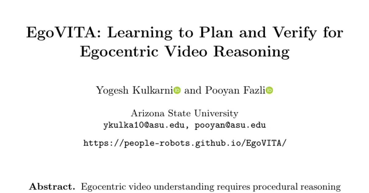 EgoVITA: Learning to Plan and Verify for Egocentric Video Reasoning