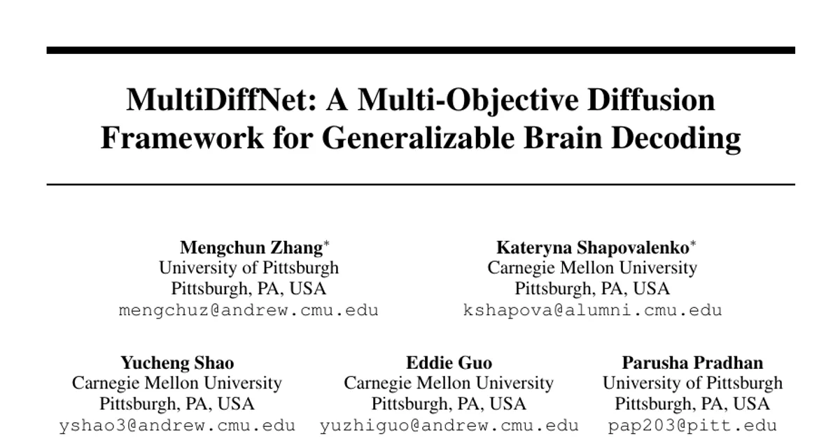 MultiDiffNet: A Multi-Objective Diffusion Framework for Generalizable Brain Decoding