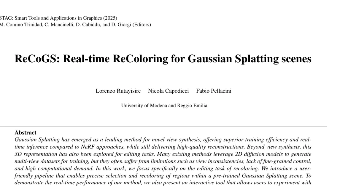 ReCoGS: Real-time ReColoring for Gaussian Splatting scenes