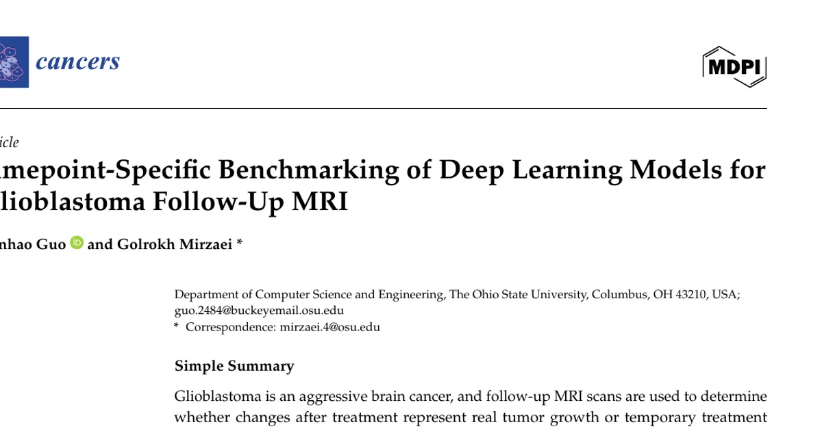 Timepoint-Specific Benchmarking of Deep Learning Models for Glioblastoma Follow-Up MRI