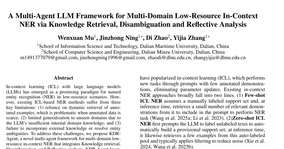 A Multi-Agent LLM Framework for Multi-Domain Low-Resource In-Context NER via Knowledge Retrieval, Disambiguation and Reflective Analysis