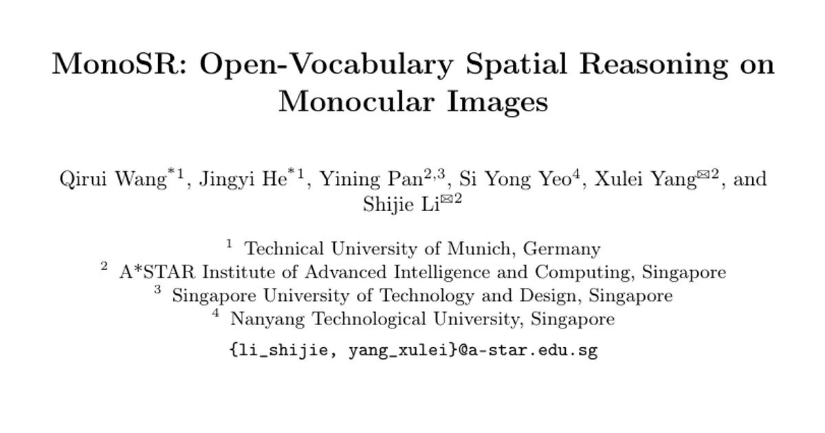 MonoSR: Open-Vocabulary Spatial Reasoning from Monocular Images