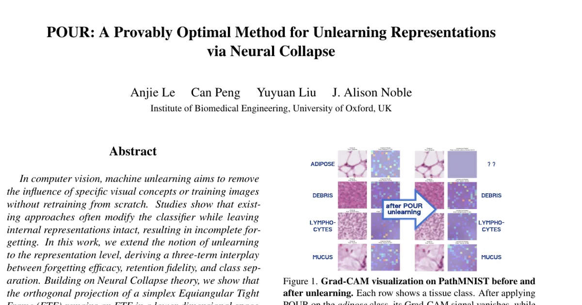POUR: A Provably Optimal Method for Unlearning Representations via Neural Collapse