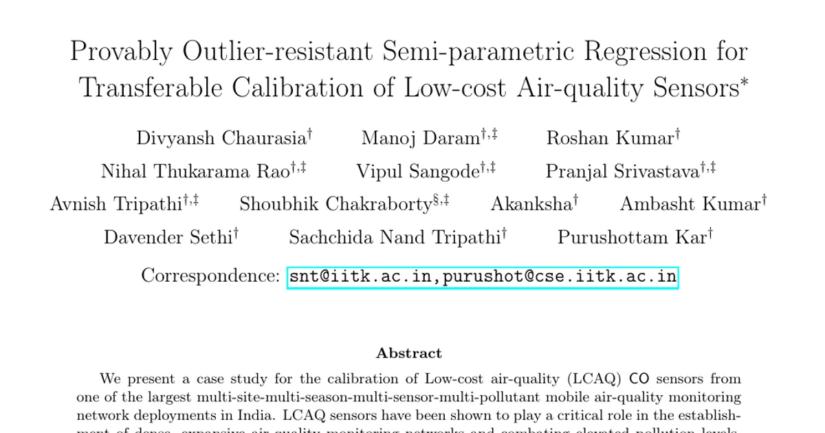 Provably Outlier-resistant Semi-parametric Regression for Transferable Calibration of Low-cost Air-quality Sensors