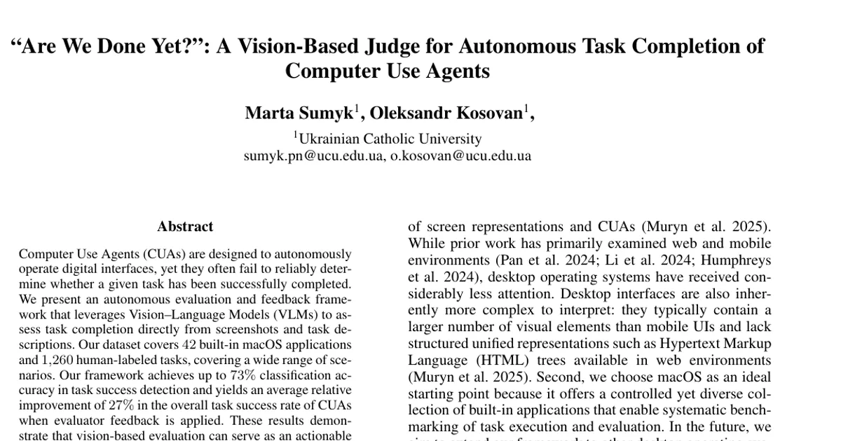 "Are We Done Yet?": A Vision-Based Judge for Autonomous Task Completion of Computer Use Agents