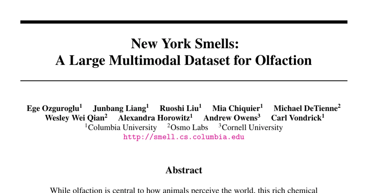 New York Smells: A Large Multimodal Dataset for Olfaction
