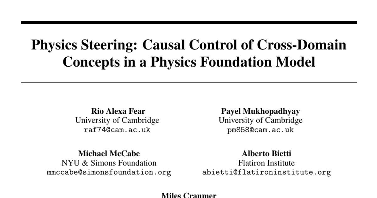 Physics Steering: Causal Control of Cross-Domain Concepts in a Physics Foundation Model