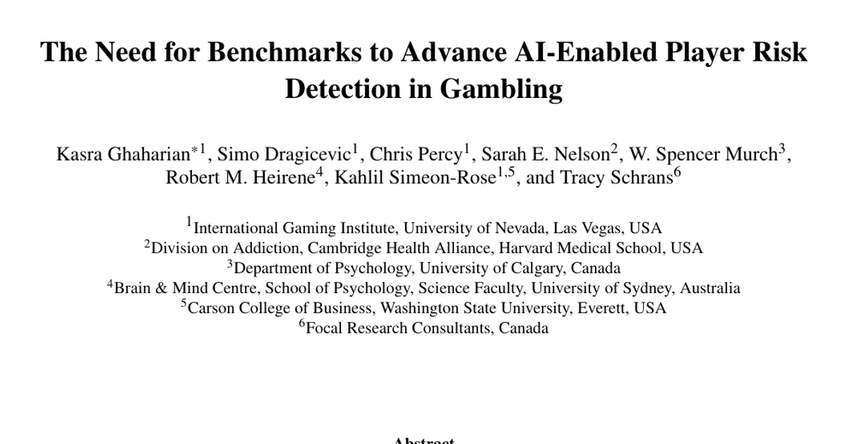 The Need for Benchmarks to Advance AI-Enabled Player Risk Detection in Gambling