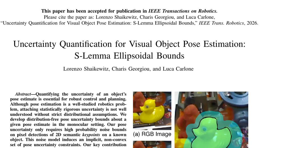Uncertainty Quantification for Visual Object Pose Estimation: S-Lemma Ellipsoidal Bounds