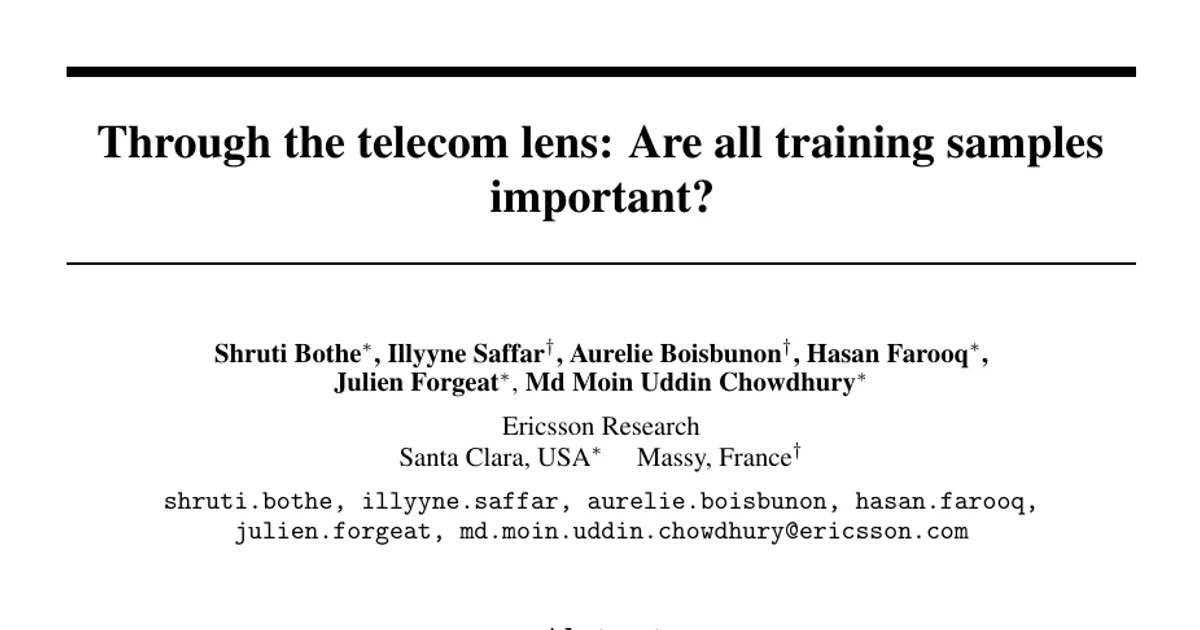 Through the telecom lens: Are all training samples important?