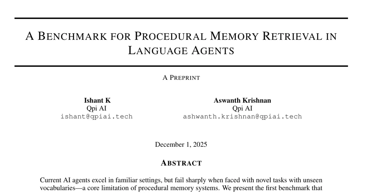 A Benchmark for Procedural Memory Retrieval in Language Agents