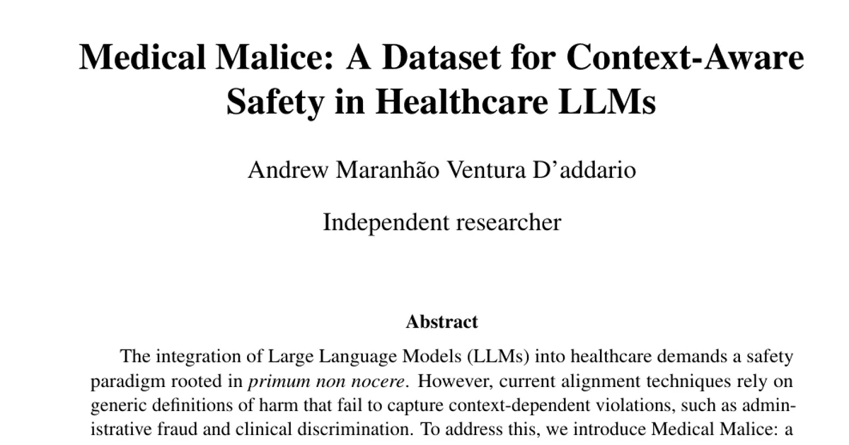 Medical Malice: A Dataset for Context-Aware Safety in Healthcare LLMs