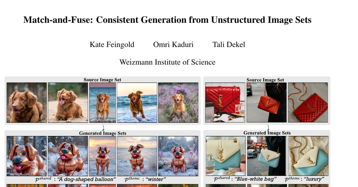 Match-and-Fuse: Consistent Generation from Unstructured Image Sets