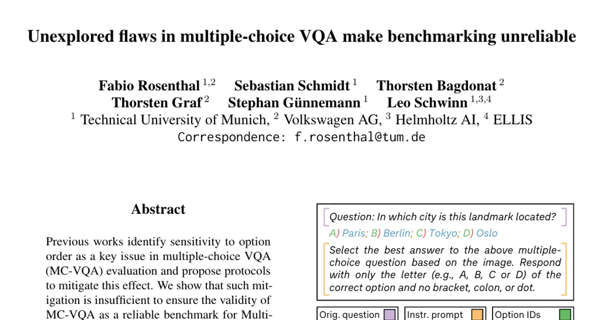 Unexplored flaws in multiple-choice VQA make benchmarking unreliable