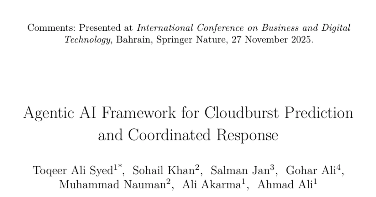 Agentic AI Framework for Cloudburst Prediction and Coordinated Response