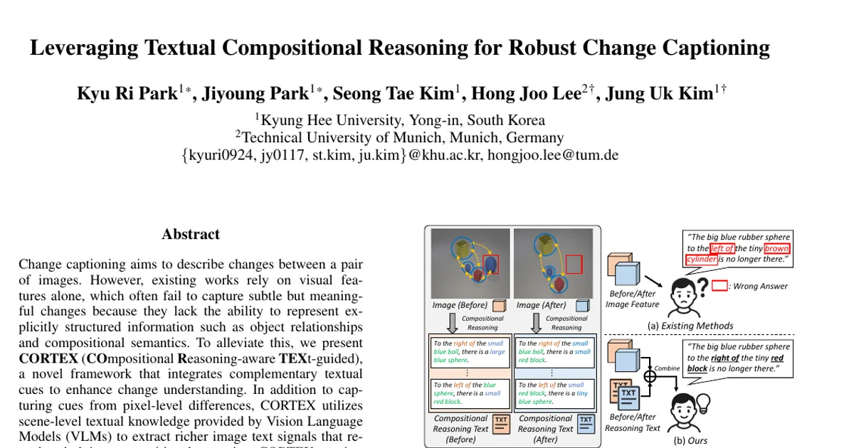 Leveraging Textual Compositional Reasoning for Robust Change Captioning