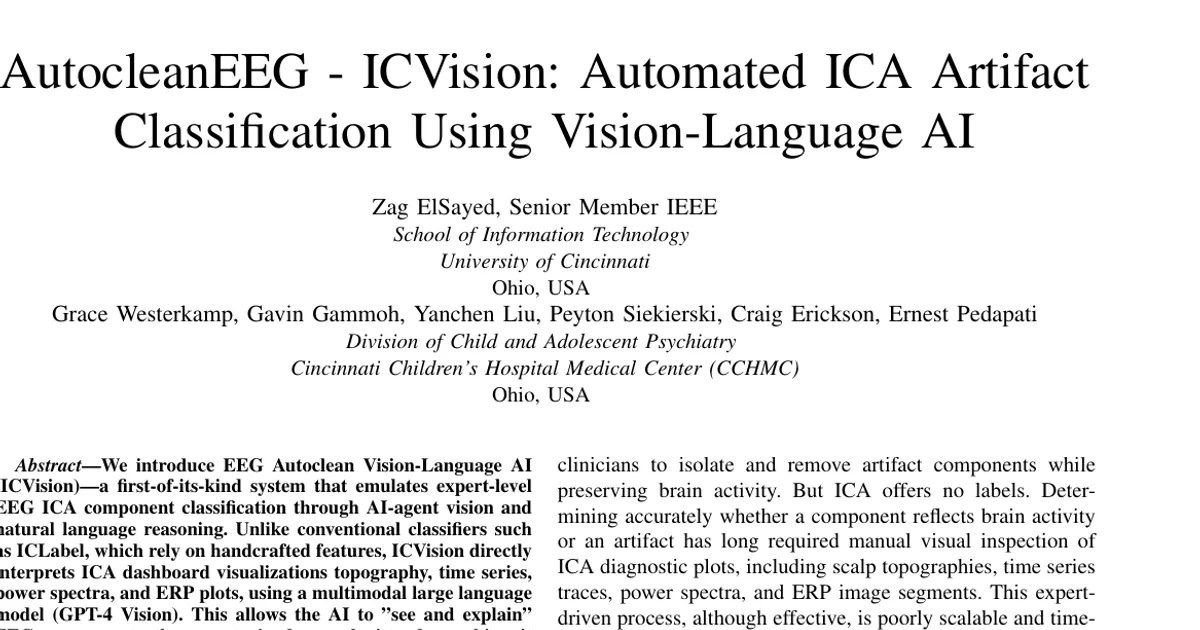 AutocleanEEG ICVision: Automated ICA Artifact Classification Using Vision-Language AI