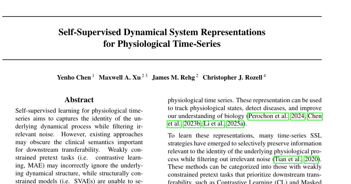 Self-Supervised Dynamical System Representations for Physiological Time-Series