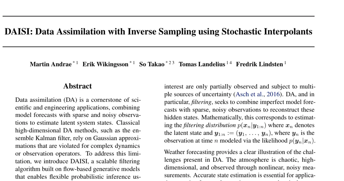 DAISI: Data Assimilation with Inverse Sampling using Stochastic Interpolants