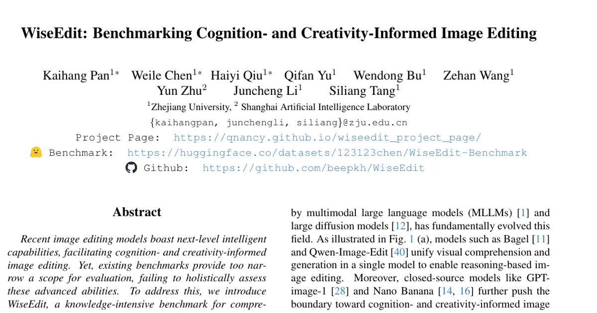 WiseEdit: Benchmarking Cognition- and Creativity-Informed Image Editing