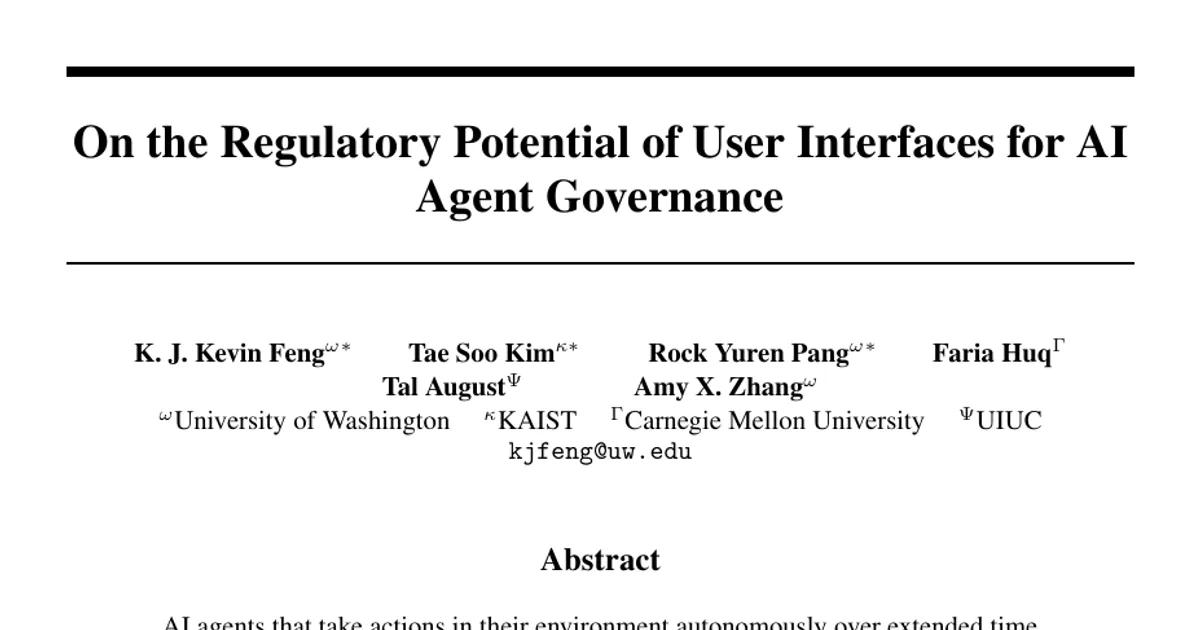 On the Regulatory Potential of User Interfaces for AI Agent Governance