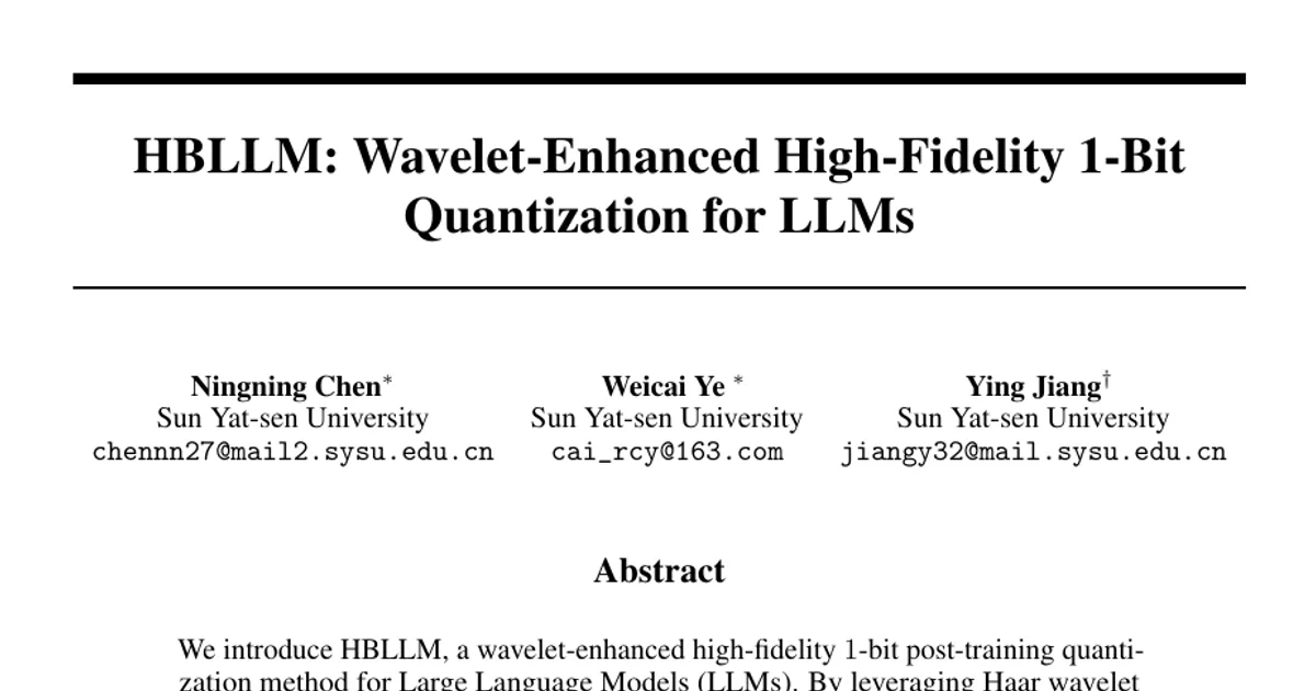 HBLLM: Wavelet-Enhanced High-Fidelity 1-Bit Quantization for LLMs