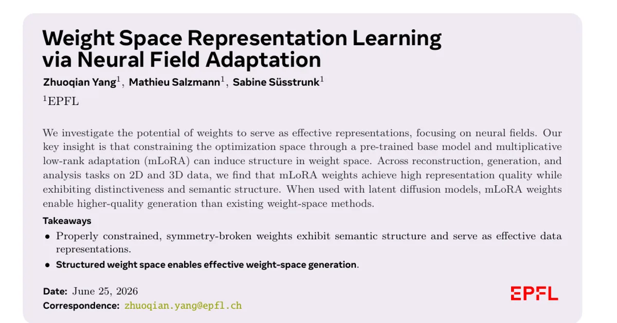 Weight Space Representation Learning via Neural Field Adaptation