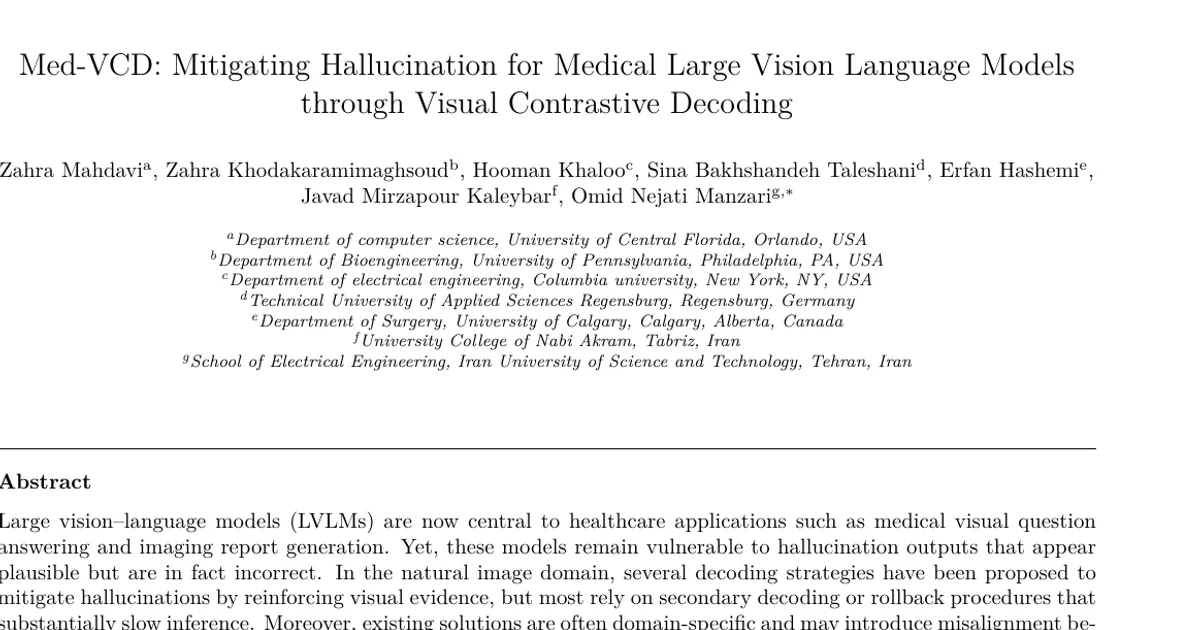 Med-VCD: Mitigating Hallucination for Medical Large Vision Language Models through Visual Contrastive Decoding
