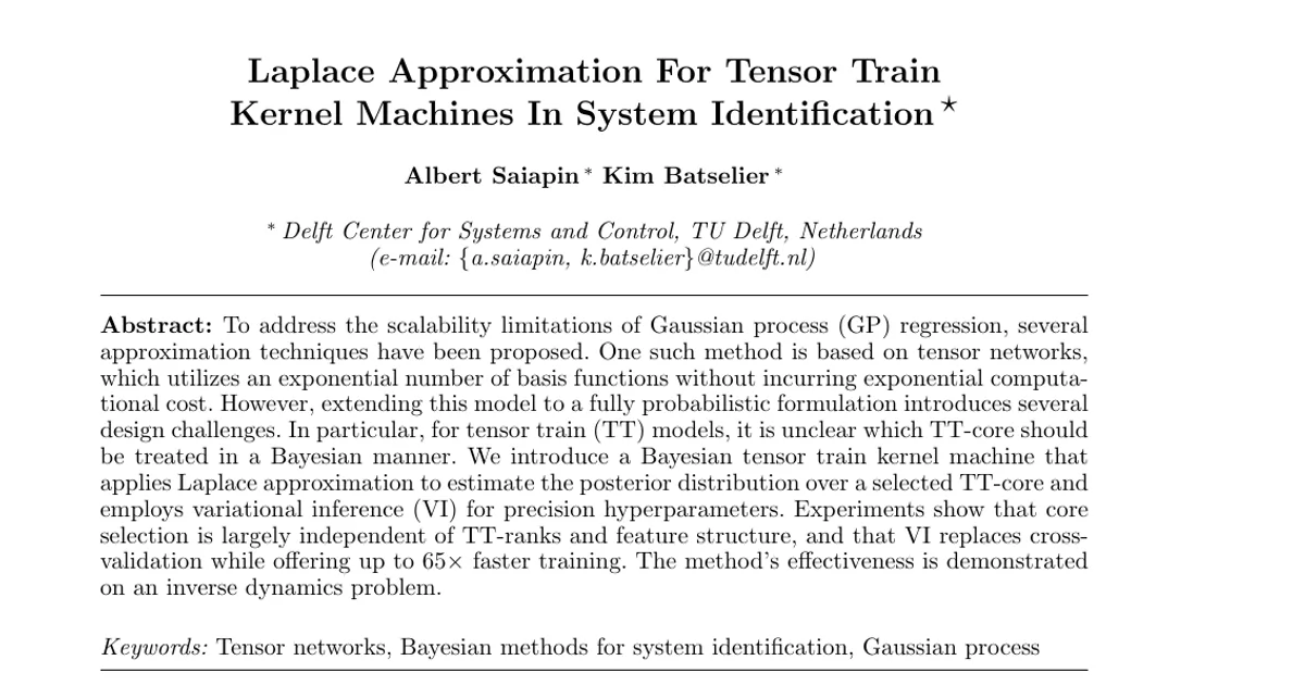 Laplace Approximation For Tensor Train Kernel Machines In System Identification
