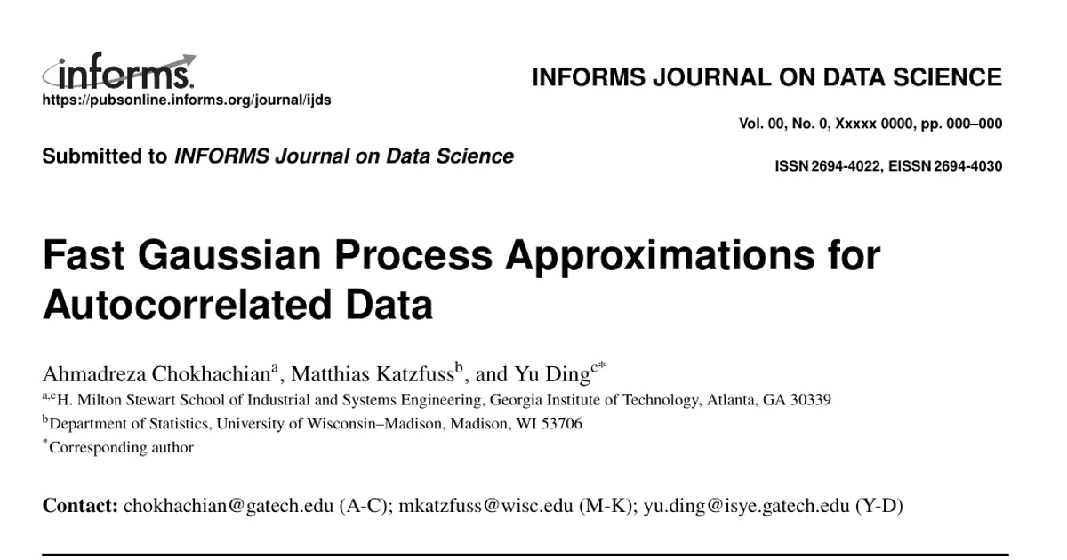 Fast Gaussian Process Approximations for Autocorrelated Data