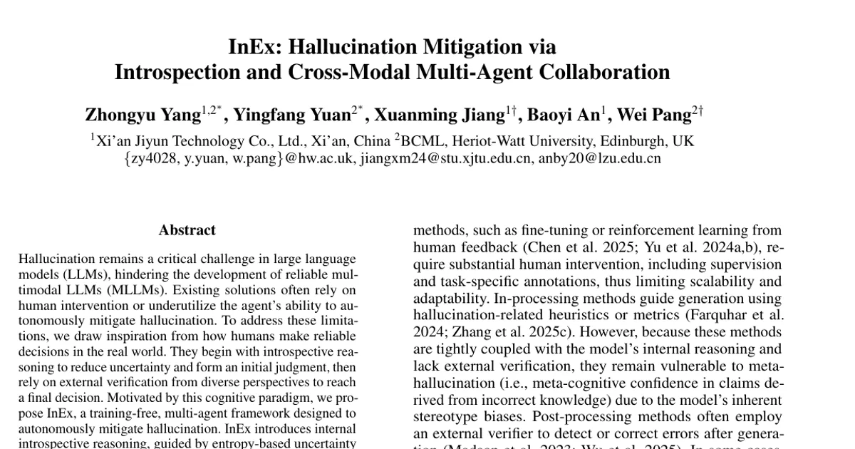 InEx: Hallucination Mitigation via Introspection and Cross-Modal Multi-Agent Collaboration