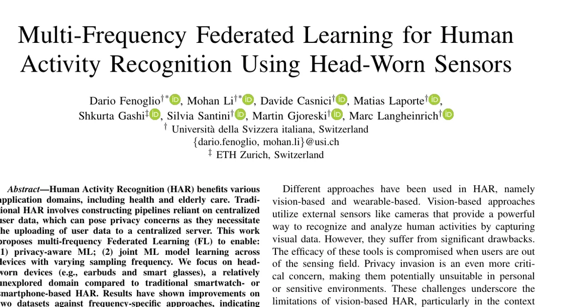 Multi-Frequency Federated Learning for Human Activity Recognition Using Head-Worn Sensors