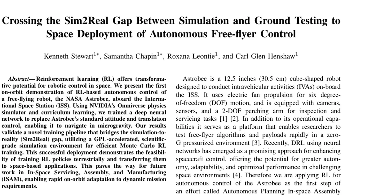 Crossing the Sim2Real Gap Between Simulation and Ground Testing to Space Deployment of Autonomous Free-flyer Control