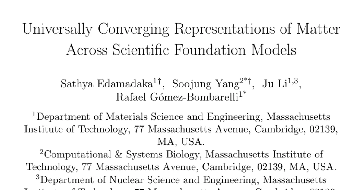 Universally Converging Representations of Matter Across Scientific Foundation Models