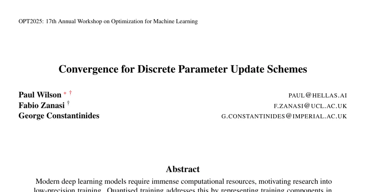 Convergence for Discrete Parameter Update Schemes