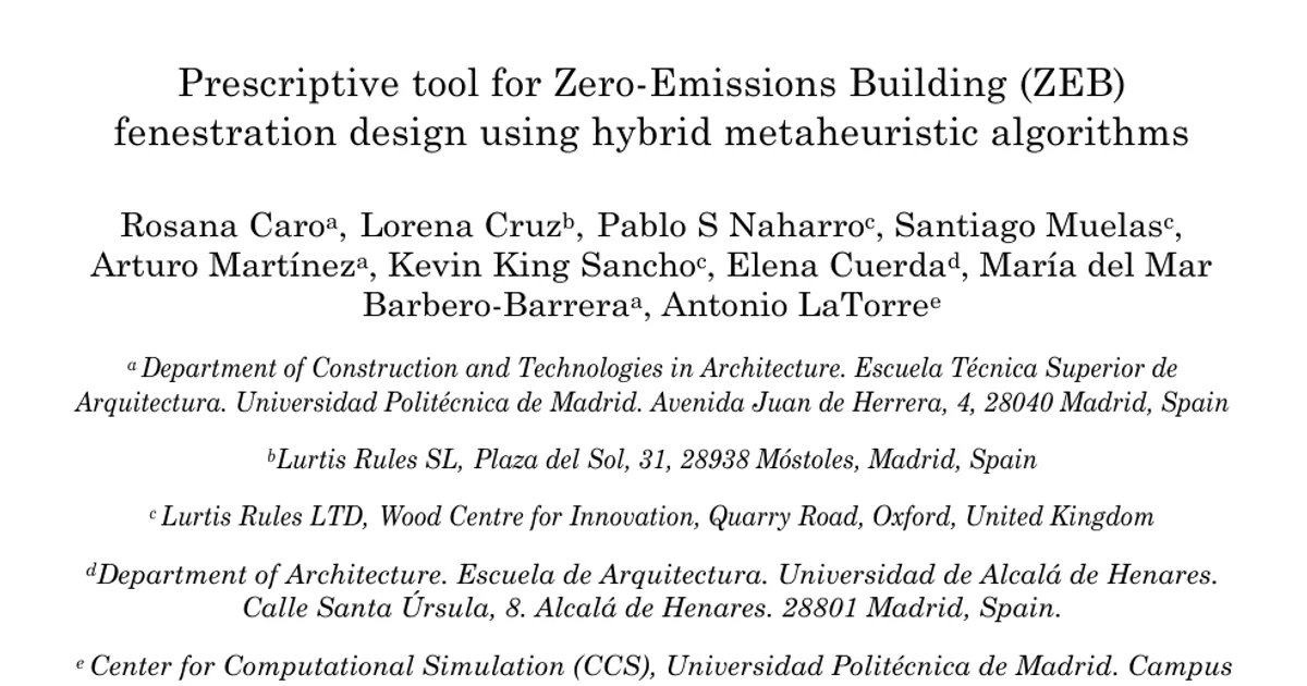 Prescriptive tool for zero-emissions building fenestration design using hybrid metaheuristic algorithms