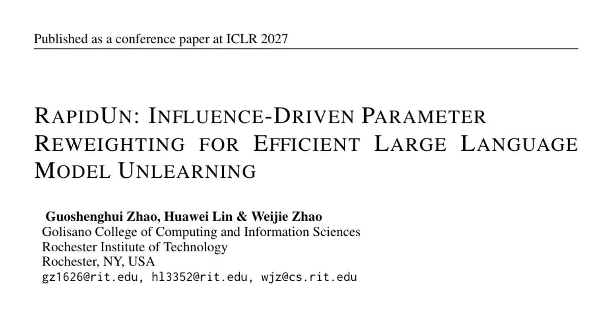 RapidUn: Influence-Driven Parameter Reweighting for Efficient Large Language Model Unlearning