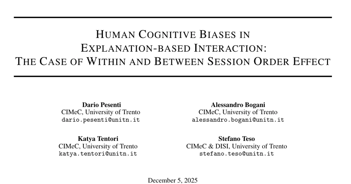Human Cognitive Biases in Explanation-Based Interaction: The Case of Within and Between Session Order Effect
