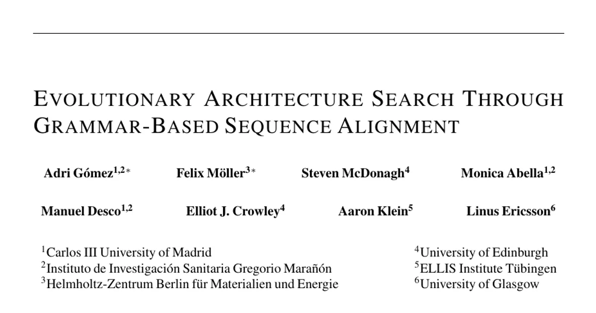 Evolutionary Architecture Search through Grammar-Based Sequence Alignment