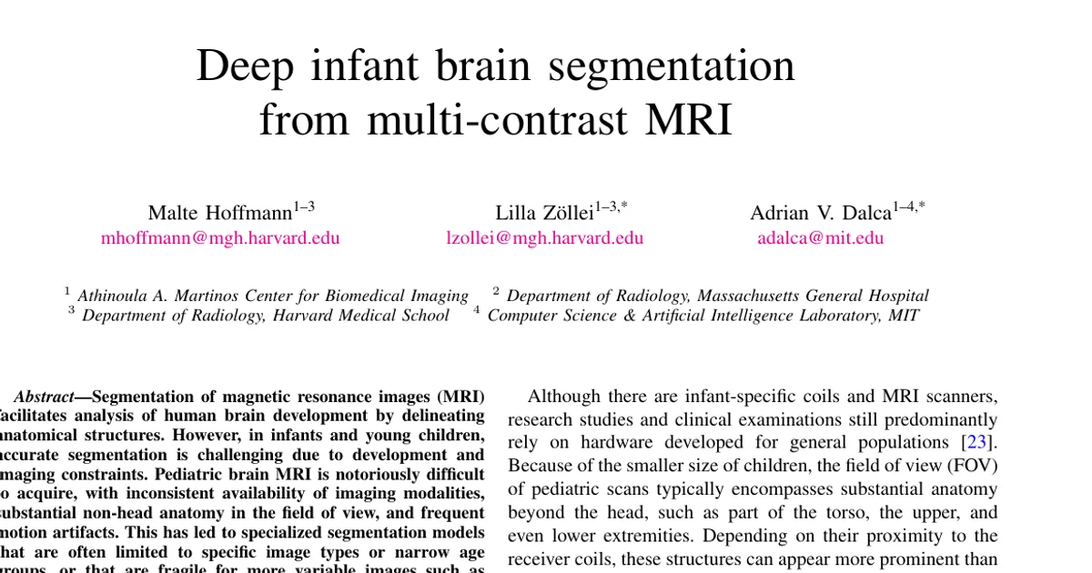 Deep infant brain segmentation from multi-contrast MRI
