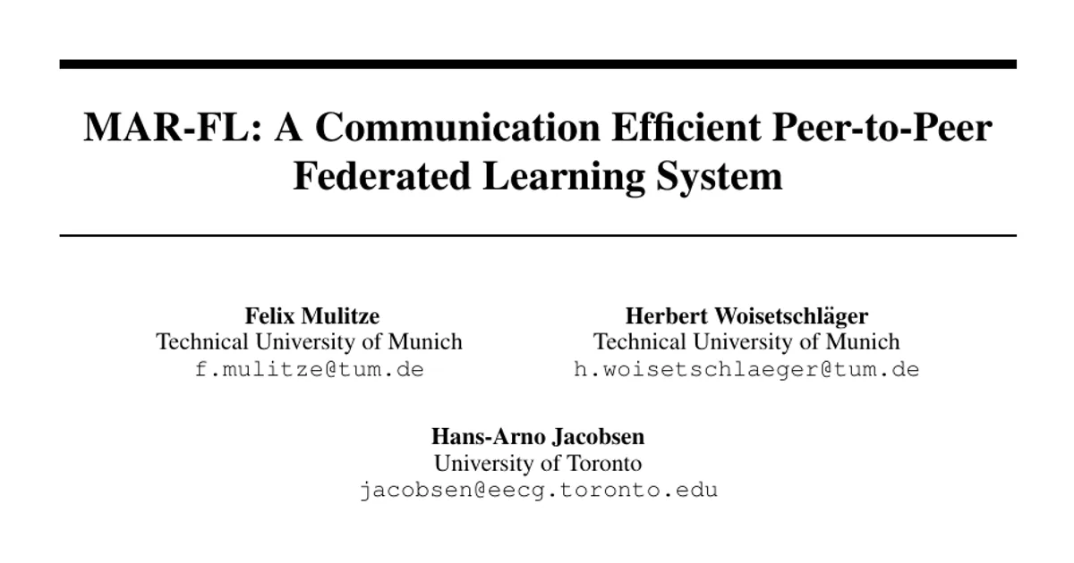 MAR-FL: A Communication Efficient Peer-to-Peer Federated Learning System