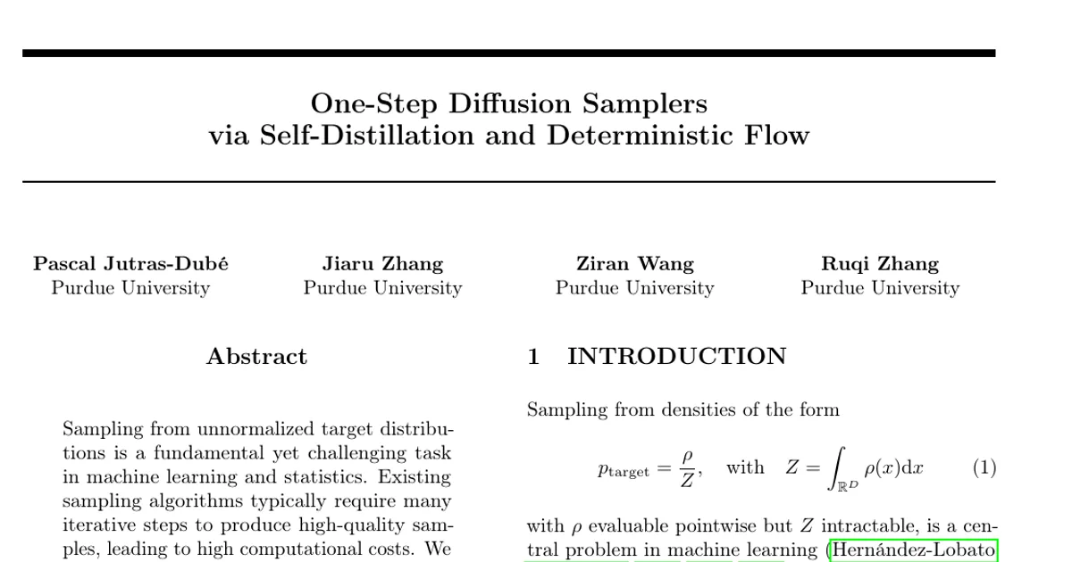 One-Step Diffusion Samplers via Self-Distillation and Deterministic Flow
