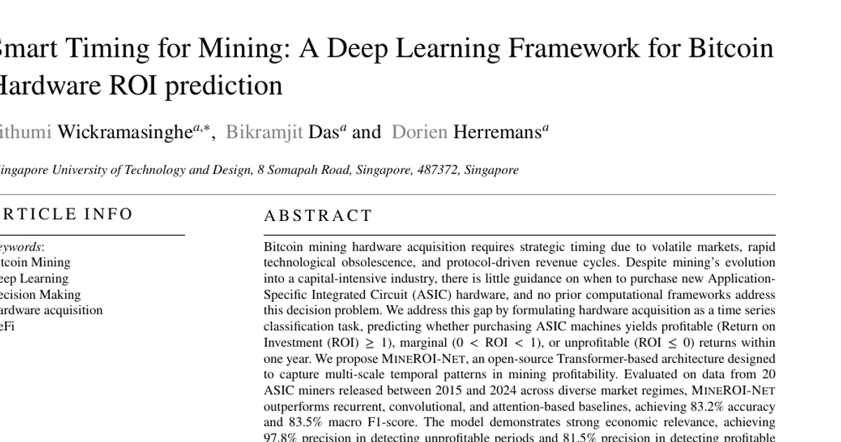Smart Timing for Mining: A Deep Learning Framework for Bitcoin Hardware ROI Prediction