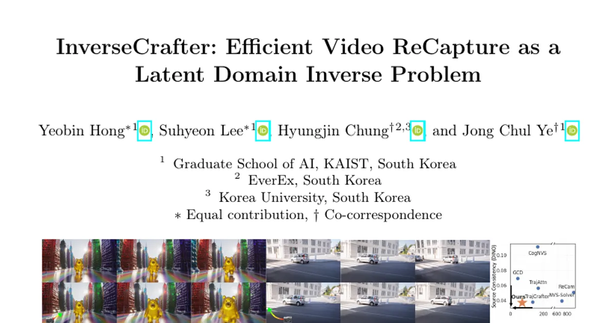 InverseCrafter: Efficient Video ReCapture as a Latent Domain Inverse Problem