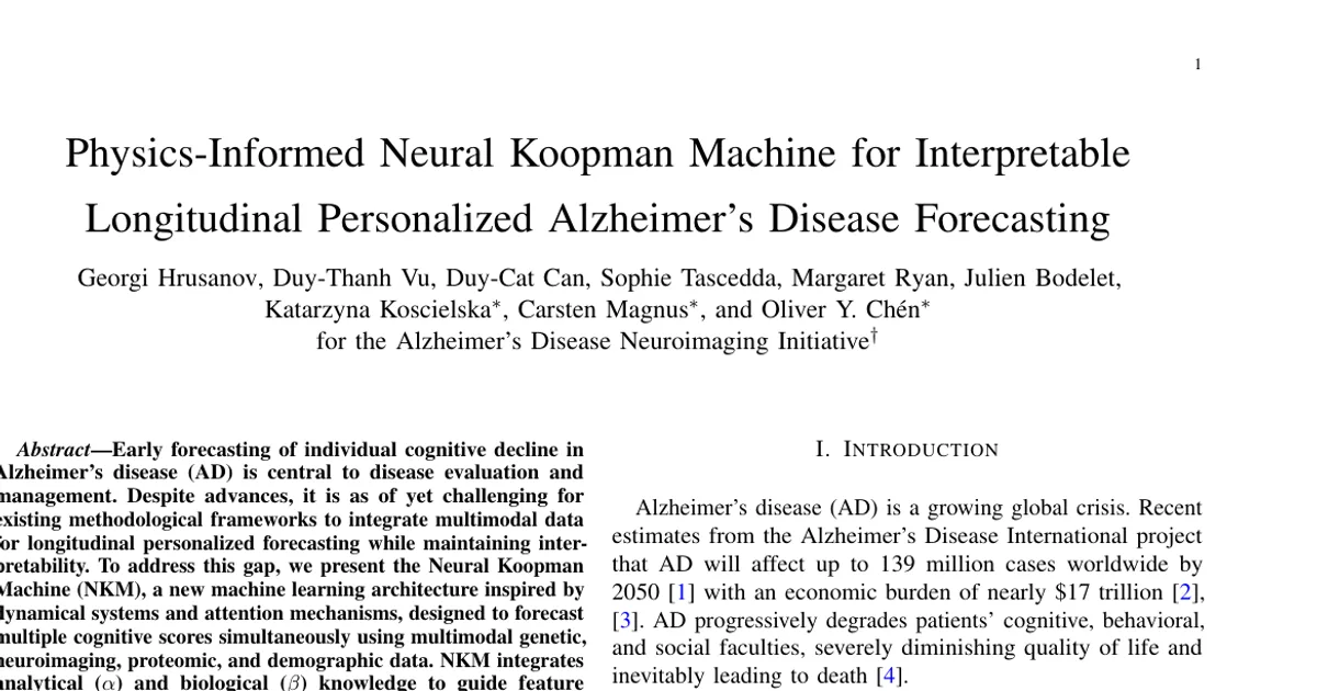 Physics-Informed Neural Koopman Machine for Interpretable Longitudinal Personalized Alzheimer's Disease Forecasting