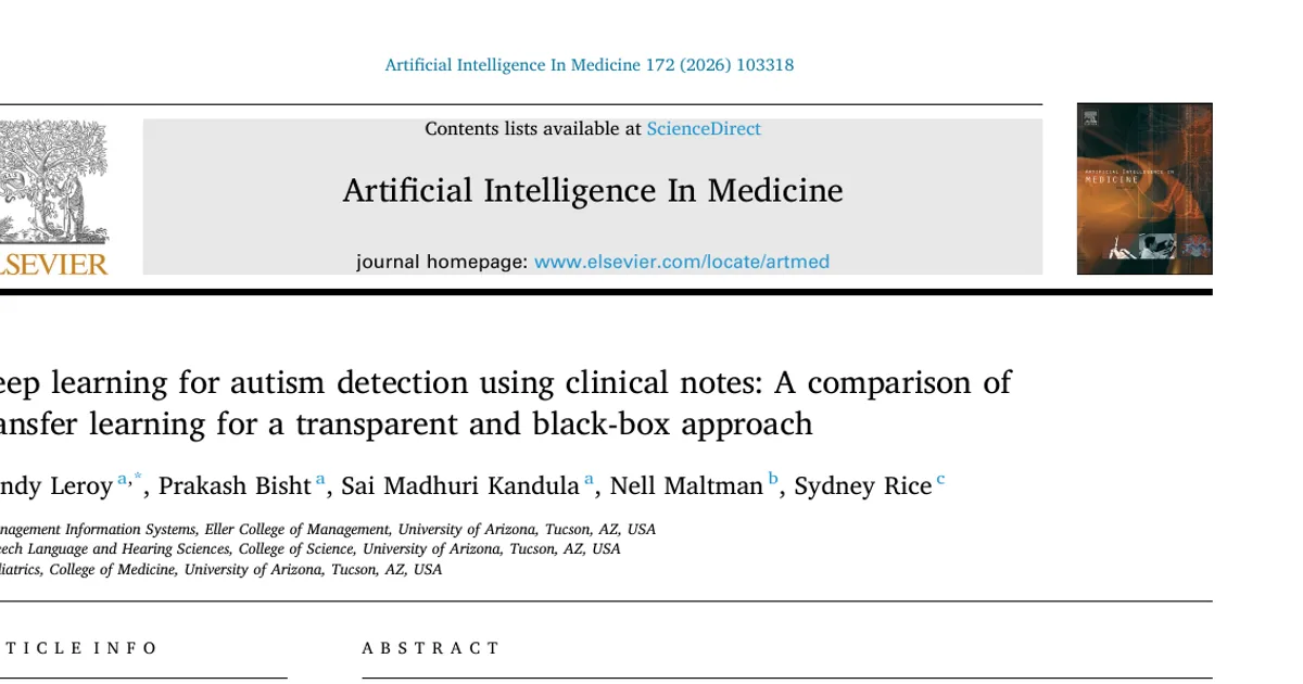 Deep learning for autism detection using clinical notes: A comparison of transfer learning for a transparent and black-box approach