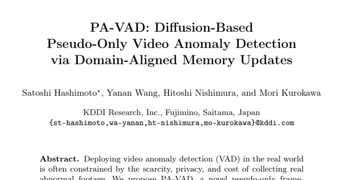 PA-VAD: Diffusion-Based Pseudo-Only Video Anomaly Detection via Domain-Aligned Memory Updates