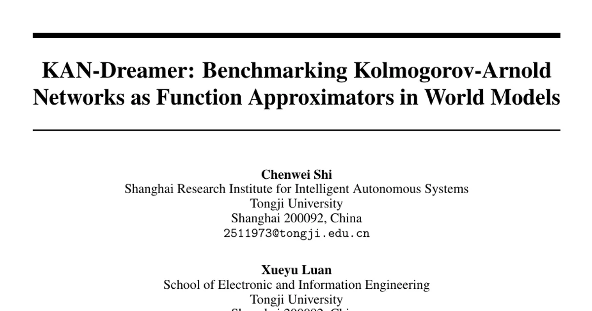 KAN-Dreamer: Benchmarking Kolmogorov-Arnold Networks as Function Approximators in World Models